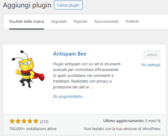 ANTISPAM BEE INSTALLA E ATTIVA