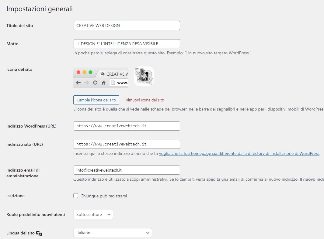 CONFIGURARE WORDPRESS GENERALI