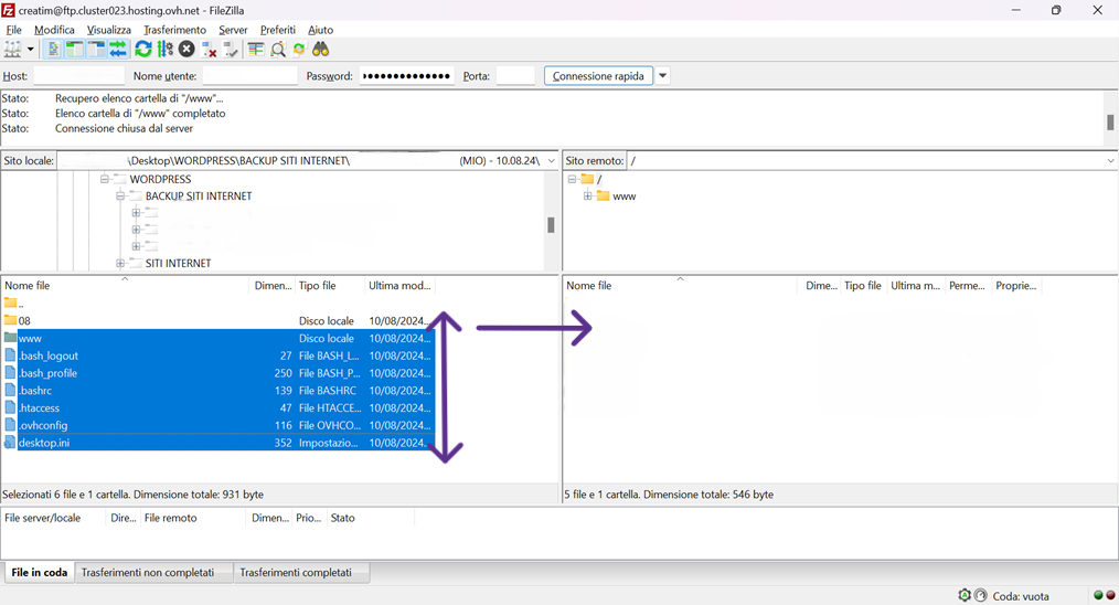 FILEZILLA RIPRISTINO BLOG 