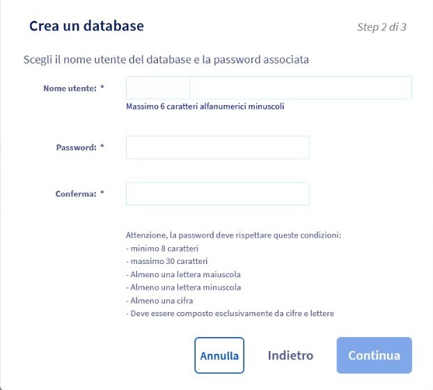 GENERARE IL DATABASE DEL SITO WEB