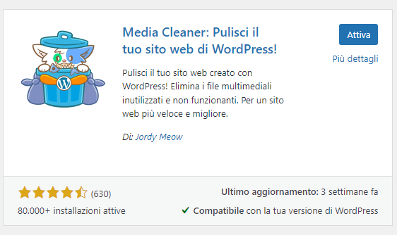 SEZIONE MEDIA DI WORDPRESS PLUGIN