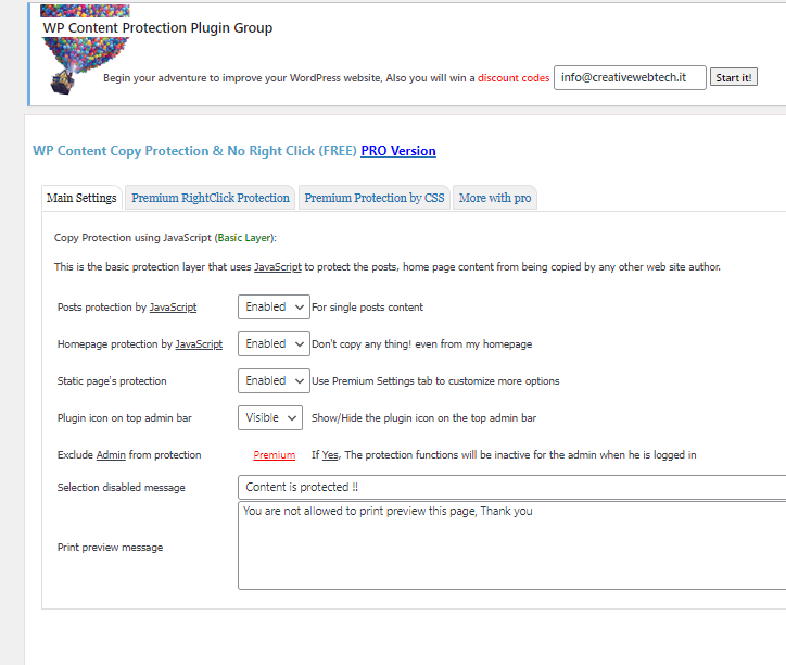 WP CONTENT COPY PROTECTION & NO RIGHT CLICK PLUGIN