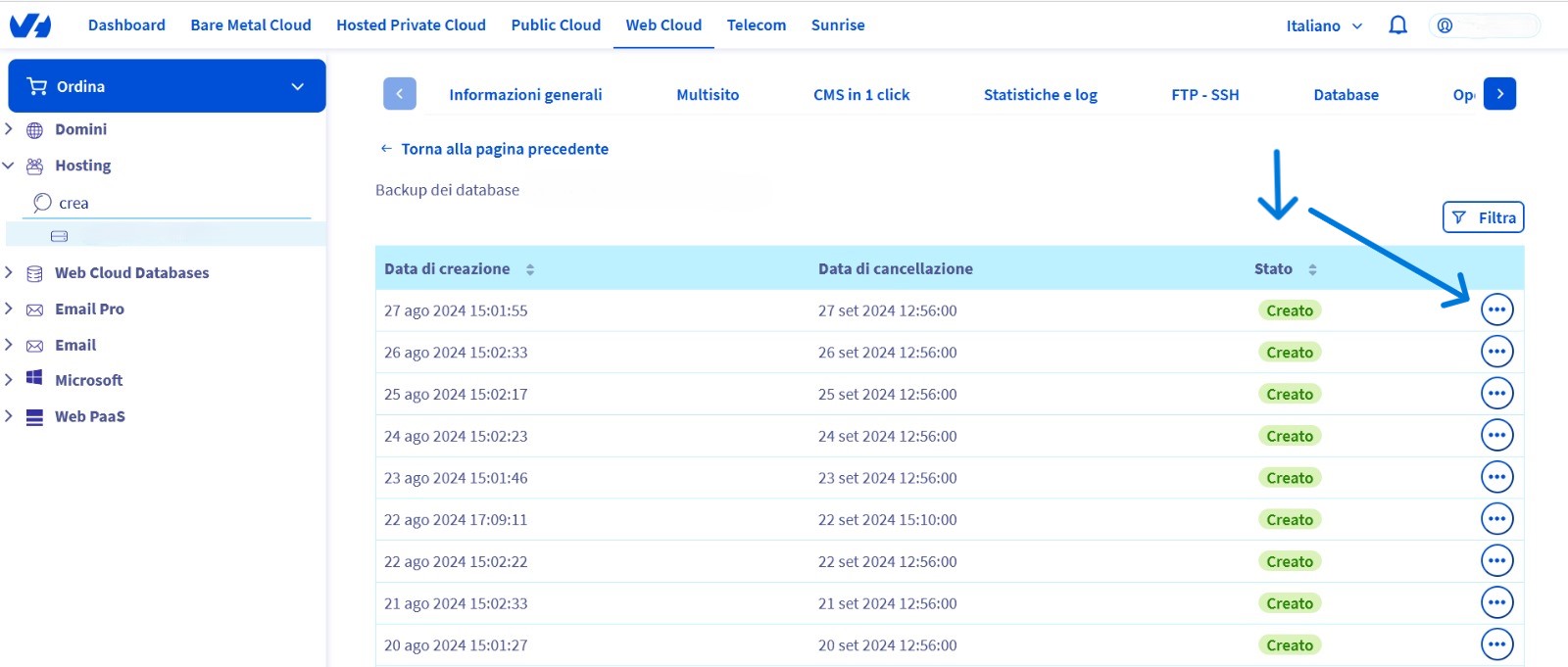 backup & ripristino del sito web ovhcloud