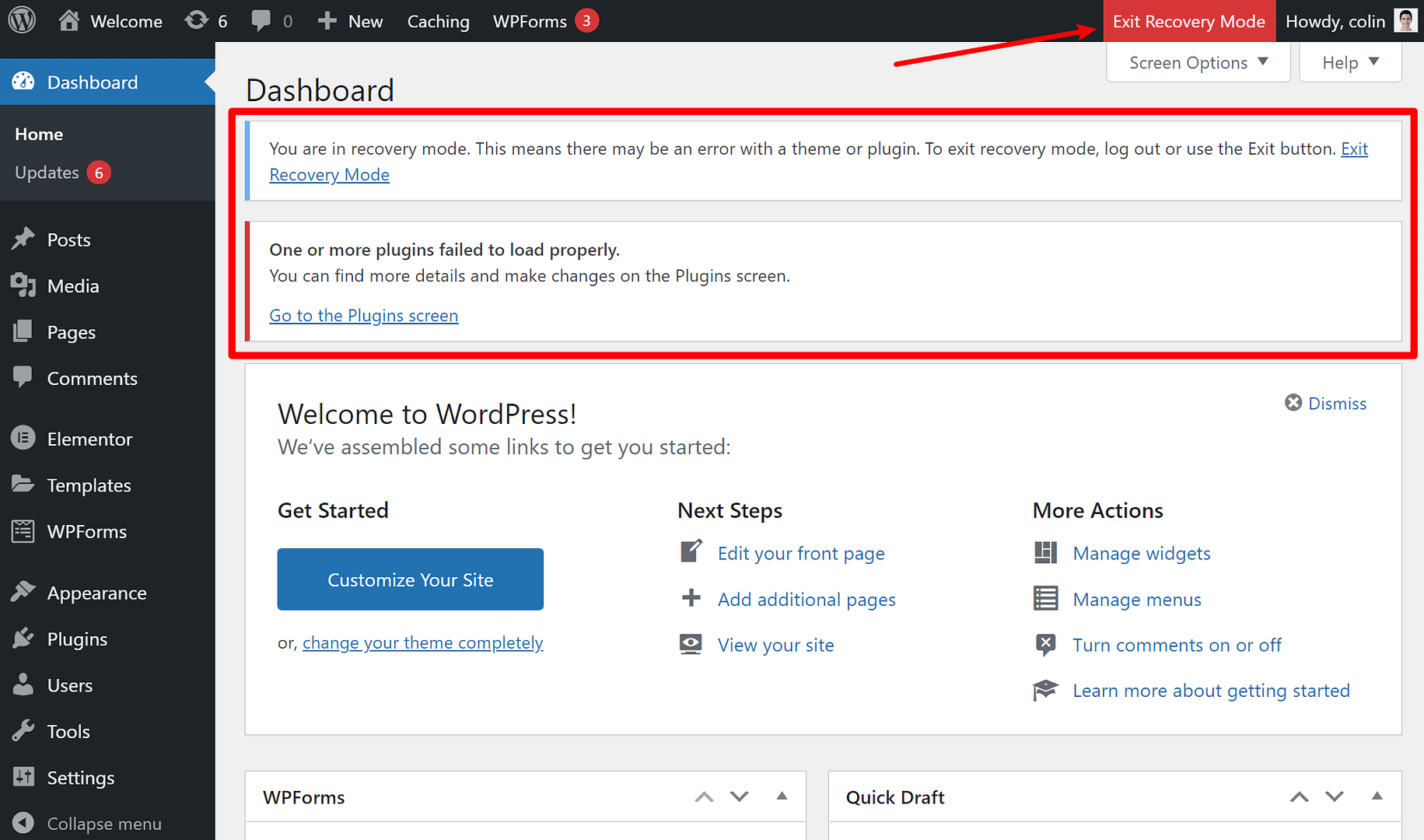 wordpress in crash 